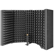 STONEWAY 14''x11'' Microphone Isolation Shield, Folding Sound Absorbing Panel Adjustable Isolation Foam Studio Acoustic Recording Foam Mic Booth Noise Absorbing Foam Panel Sound Absorber