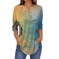 thumbnail image 2 of Womens Tops 3/4 Length Sleeve Womens Tops 2025 Spring Neck Casual Print Tunic T Shirts Three Quarter Length Womens Tops Shirts for Women, 2 of 5