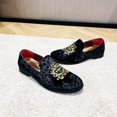 thumbnail image 5 of Men's Luxury Velvet Penny Loafers Shoes Embroidery Suede Dress Loafers Daily Boats Shoes for Party Wedding Prom, 5 of 7