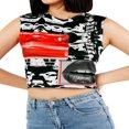 thumbnail image 2 of Summer Women Tank Tops Lips Geometric Print Sleeveless  Neck Crop Tops, 2 of 9