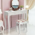 thumbnail image 2 of Costway Vanity Wood Dressing Stool Padded Chair Makeup Cushion White Backless, 2 of 11
