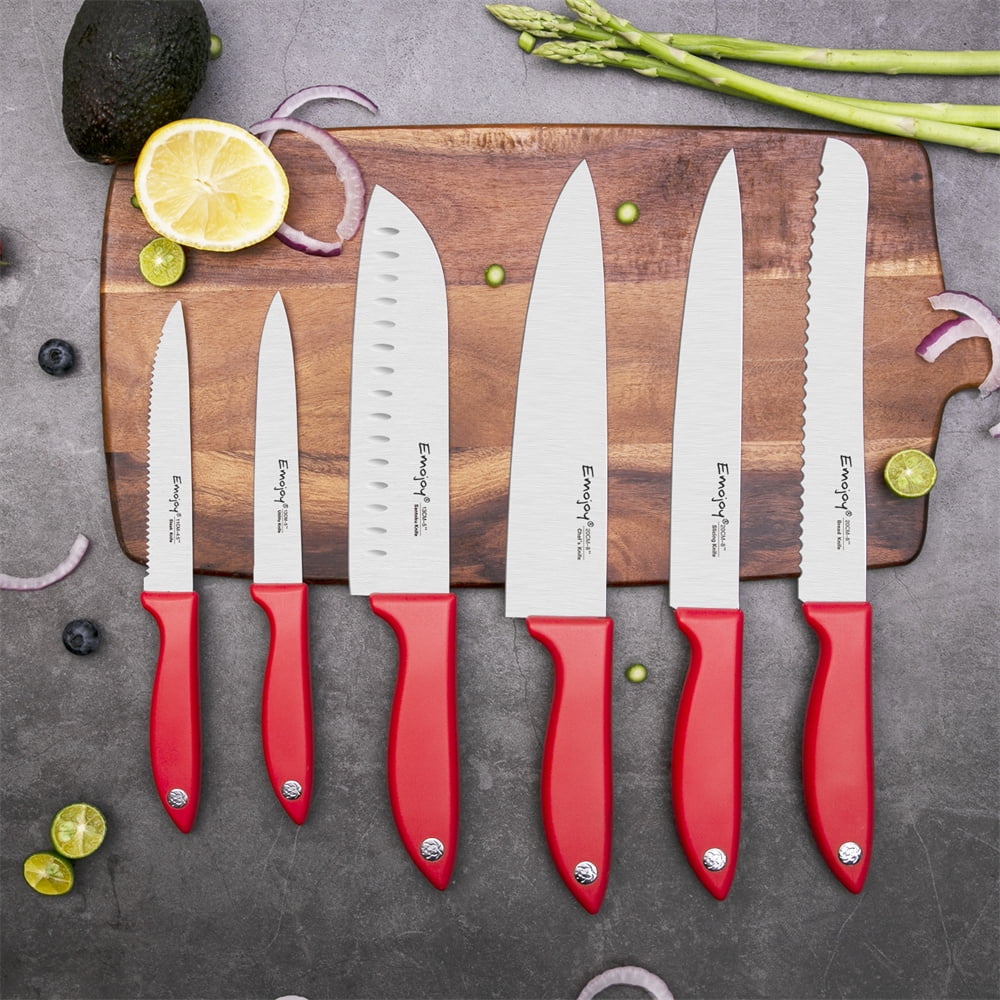  Emojoy Knife Set with Block, 15 Pieces Kitchen Knife