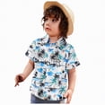 thumbnail image 3 of NIEWTR Toddler Boys Retro Geometric Print Short Sleeve Button Up Shirt Casual Stylish Tops for Kids(White,7-8 Years), 3 of 7