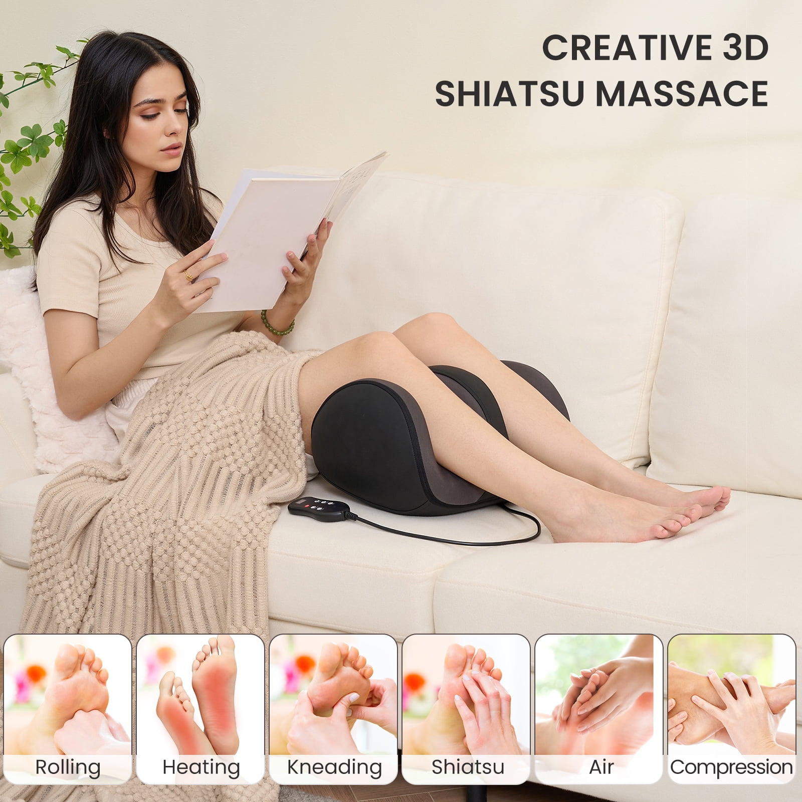 Naipo Electric Shiatsu Foot Massager Calf with Heat, Deep Kneading & Rolling Ankle Massage - Relaxing Muscle Relax, Ideal Gift for Men & Women, Leg Massager