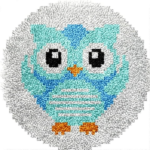 Small Size Mini Cartoon Owl Latch Hook Kits Rug DIY Cushion Tapestry Making Crochet Hook Mat Making Kits Color Preprinted Pattern Canvas DIY Carpet Needlework Crochet Cushion Kits 30x30cm