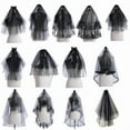 thumbnail image 5 of Halloween Black Veil Headpiece Soft Tulle Veil Breathable NonFade Unisex Accessory Haripiece for Costume Parties, 5 of 10