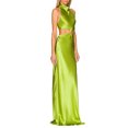 thumbnail image 2 of VISgogo Vestido largo con cuello halter casual para mujer Moda Color sólido Cintura hueca Vendaje Sin espalda Vestido ajustado VISgogo moda, 2 of 5