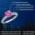 thumbnail image 2 of Gem Stone King 925 Silver and 10K Rose Gold Pink Created Sapphire and Lab Grown Diamond Engagement Ring for Women | 1.86 Cttw | Round 7MM | Gemstone September Birthstone | Size 6, 2 of 6
