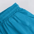 thumbnail image 6 of Bermuda Shorts for Women Knee Length Drawstring Elastic Waist Linen Shorts Casual Summer Pedal Pushers with Pockets Cyan M, 6 of 7