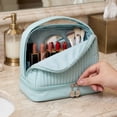 thumbnail image 5 of Makeup Organizer Travel Makeup Organizer for Women, Water Resistant Faux Leather Bridesmaid Gift, 9X6X5 in, 5 of 6