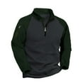 thumbnail image 5 of qolati Mens Quarter Zip Pullover Long Sleeve Casual 1/4 Zip Sweatshirt Lightweight Color Block Mock Neck Sweater Winter Outwear XXL, 5 of 9
