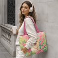 thumbnail image 4 of ZUXONGSY Pomeranian Floral Print Fashion Reversible Tote Bag for Women – Lightweight Quilted Shoulder Bag with Trendy Prints & Classic Side, Pink, 4 of 6