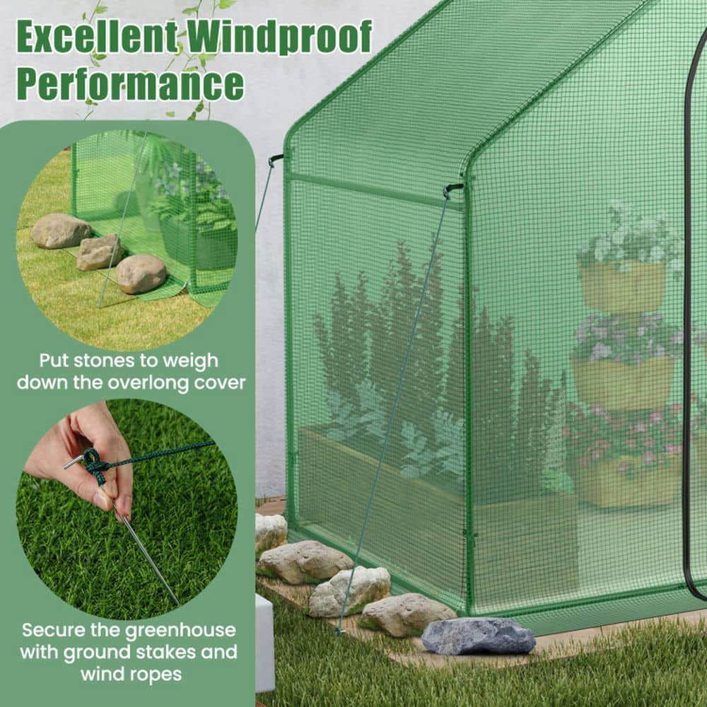 Yardi Yarda Portable Outdoor Warm House with PE Cover and Roll-up Zippered Door, Mini Walk-in Greenhouse, Green