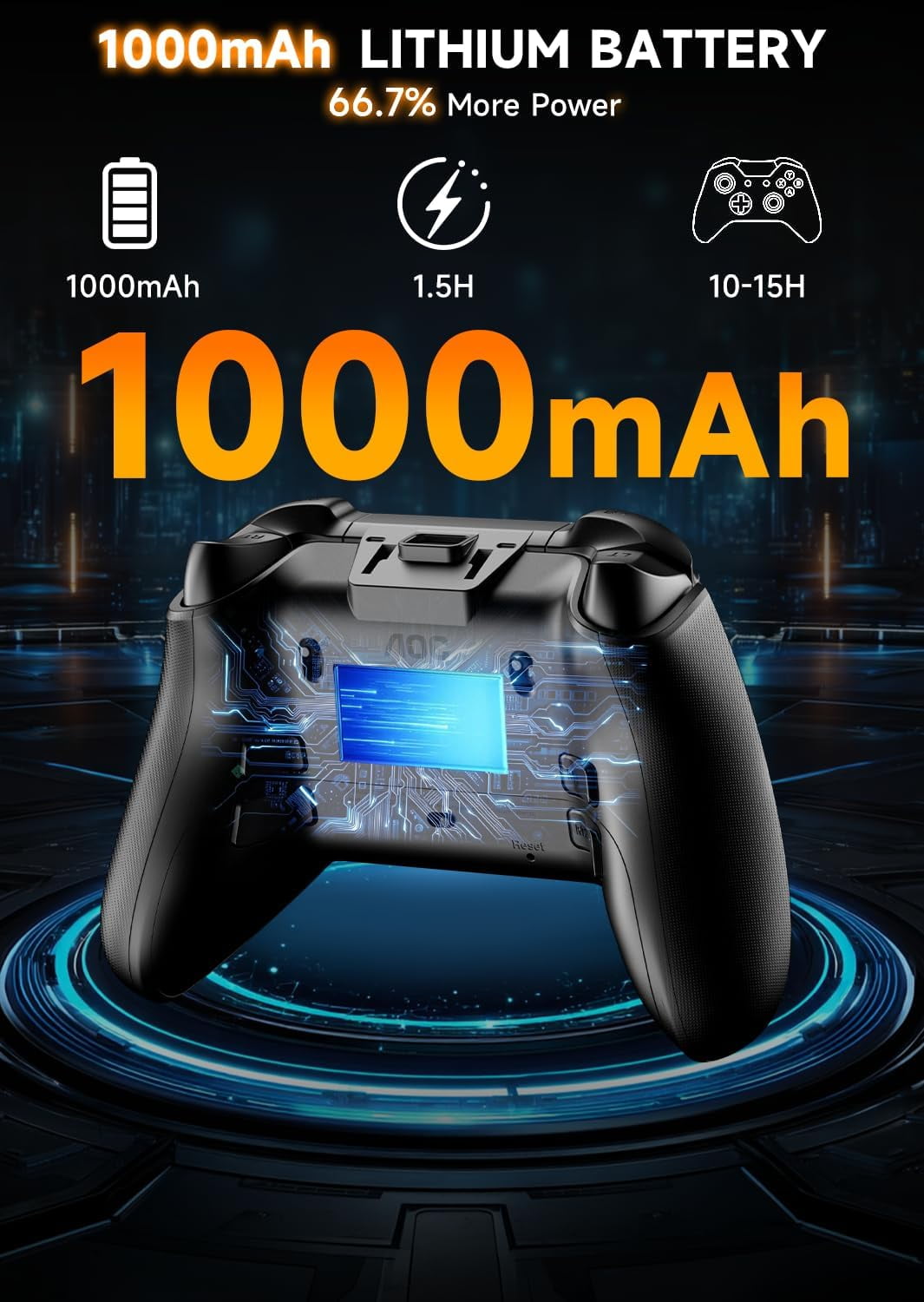 AOC Wireless Gaming Controller for PC, Steam, PS4, iOS, Android, Interactive Screen, Hall Effect Joystick and Triggers, RGB Lighting, Adjustable Vibration/Turbo, Black(Not for Xbox, PS5)