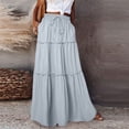 thumbnail image 5 of Women's Maxi Skirt A Line Tiered Long Elastic Waist High Swing Beach, 5 of 9