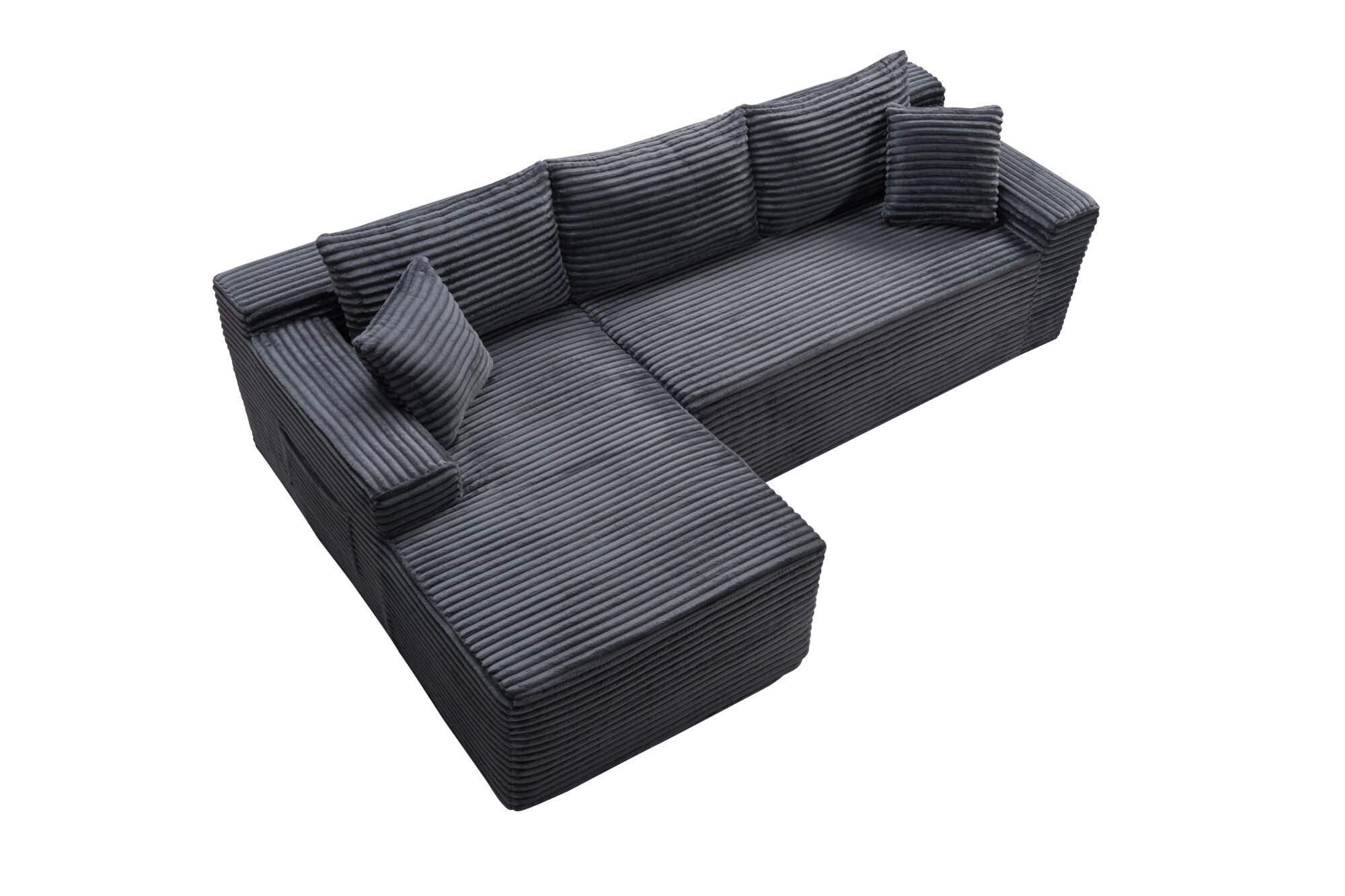 DEALTOPS 106 Inch Modular Corduroy Sectional Sofa with Left Chaise, No Assembly Required, Gray