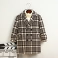 thumbnail image 2 of Curuila Kids Boys Coats Autumn Winter Plaid Print Long Sleeve Long Suit Clothes With Button Khaki Size 5-6 Years, 2 of 5