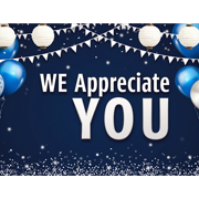 Decorative Design Appreciation Banner Polyester Material WE Gratitude Banner Appreciation Balloons for Employee Recognition Event Indoor Decoration Ceremony