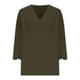 thumbnail image 4 of Fznquz Ladies Tops and Blouses 3/4 Length Sleeve Fall Brown Plain Shirt V Neck Solid Casual Clothes for Women,S, 4 of 6