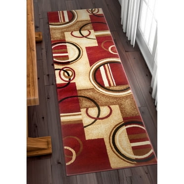 Well Woven  Modern Geometric Abstract Shapes Red Oversized Runner Rug - 2'7" x 10'