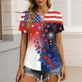thumbnail image 4 of LWavelet Fourth of July Shirts for Women Short Sleeve Tops V-Neck Casual Patriotic Floral Butterfly Graphic Tee Blue L, 4 of 7