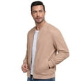 thumbnail image 6 of GIRUNS Men's Casual Varsity Jacket Vintage Suede Bomber Jackets Lightweight Outerwear Coat Khaki L, 6 of 7