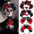thumbnail image 2 of Skull Flower Hairband Skull Horror Floral Hairbands For Halloween Parties Role-playing Events, 2 of 5