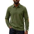 thumbnail image 2 of Men's Casual Corduroy Sweatshirts Vintage Button Golf Pullover Casual Long Sleeve Collared Shirts with Elbow Patches, 2 of 8