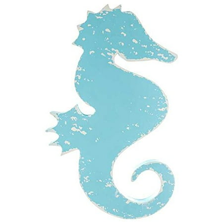 Seahorse Distressed Wood Wall Decor Features An Mdf Seashorse Shape With Worn Paint In A Beautiful Shade Of Light Blue By Everydecor