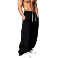 thumbnail image 5 of Vhkiploz Drawstring Wide Leg Trousers for Men's Sporty Workout Athletic Joggers Solid Color Daily Pants with Side Pockets, 5 of 8