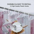 thumbnail image 4 of Funny Highland Cow Shower Curtain, Cute Farmhouse Pink Floral Western Wood Animal Shower Curtain Set, Country Rustic Turquoise Bathroom Accessories Set Decor with Hooks, 60X70in, 4 of 6