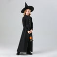 thumbnail image 5 of YWDJ Girls Long Casual Dresses Toddler Kids Halloween Girls Medieval Style Court Attire Witch Sorceress Party Clothing Dress Hat Set Black 8-9T, 5 of 9