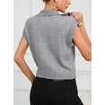 thumbnail image 7 of Charmo Womens Short Sleeve Cropped Knit Tops Half Zip Cap Sleeve Lightweight Sweater Vest, 7 of 7
