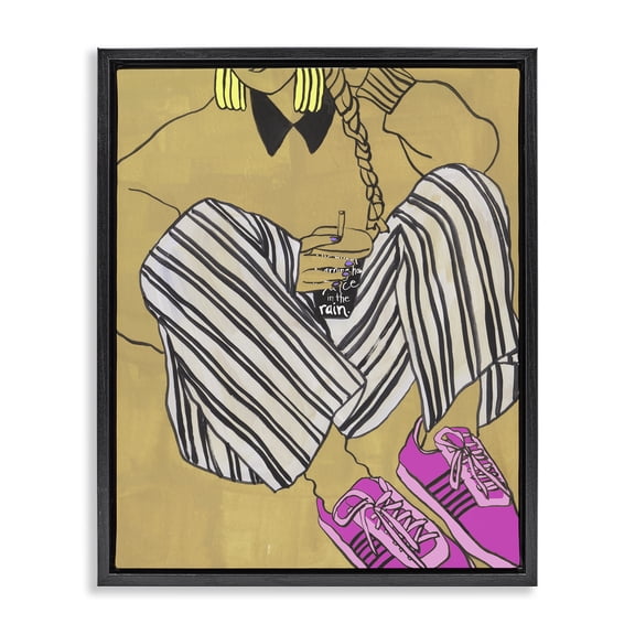 Stupell Industries Art Deco Crimson Thread Fashionista Black Floating Frame Canvas Art, 17 x 21, by Melissa Wang