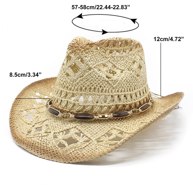 Straw Cowboy Hat Shapeable Brim Western Sun Protection Straw Cowboy Hat, Western Vintage Cowboy Hat, Wide Brim  main image 4
