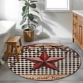 thumbnail image 3 of Texas Star Farmhouse Round Area Rug 4Ft Washable Circle Rugs for Bedroom Dining Room, Rustic Black Plaid Berry Wooden Non-Slip Carpet Floor Mats Indoor Outdoor Carpet Runner Aesthetic Home Decor, 3 of 8