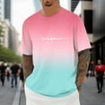 thumbnail image 2 of Puliio Mens Tshirts City Print Oversized Crew Neck Short Sleeve T-Shirt Summer Loose Sports Casual Tee Tops（Pink,5XL), 2 of 4