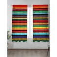 thumbnail image 2 of Colorful Stripes Sheer Curtains 2 Panels Set Mexican Aztec Abstract Ethnic Lihgt Filtering Rod Pocket Voile Drape, Semi Sheer Window Curtains for Bedroom Living Room, 52"x72", 2 of 5