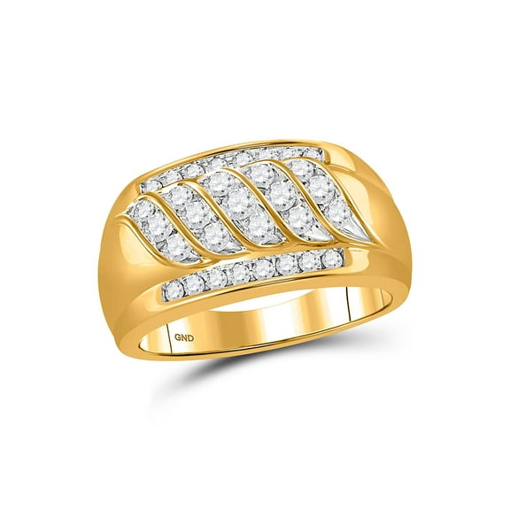 14kt Yellow Gold Mens Round Diamond Wedding Band Ring 1 Cttw