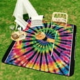 thumbnail image 6 of Colorful Tie Dye Vortex Waterproof Picnic Blanket with Foldable Zipper, Suitable for Outdoor Use, Suitable for Travel, Camping, Beaches, Parks, Grasslands, Picnic Blanket Accessories, 6 of 7