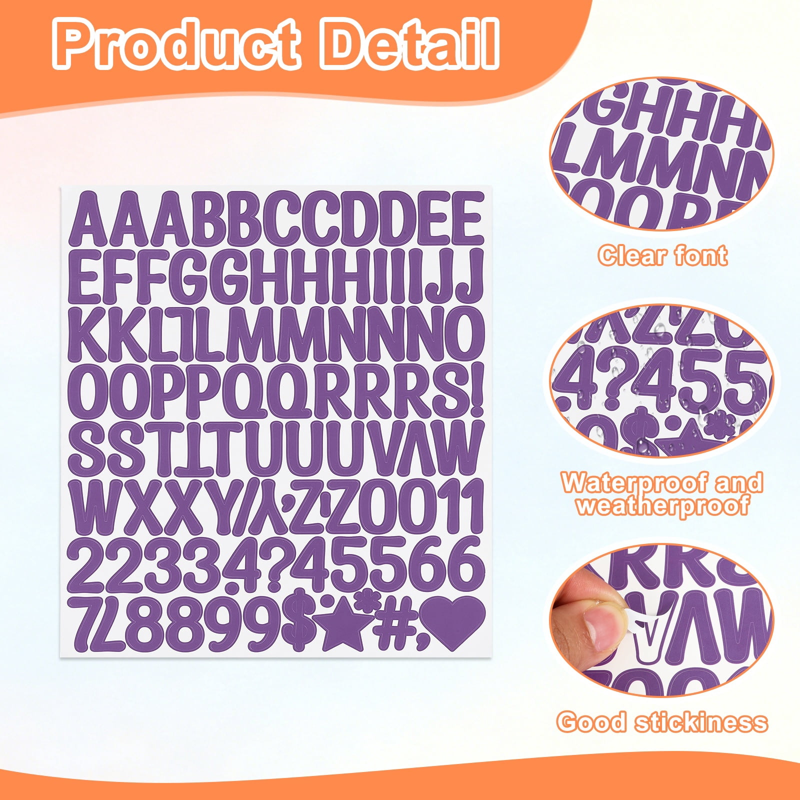 Uxcell 1 Inch Letter Stickers, 30 sheet Alphabet Number Stickers Self Adhesive Handwriting Vinyl Stick on Letters for Mailbox Number Scrapbooking Sign Bottles Craft, Purple