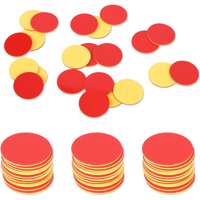 100Pcs Learning Resources Two Color Counters Plastic Counters Chips Math Counters Counting Toys Double Sided Playing Counter Counting Bingos for Kids Educational Math Game Red and Yellow