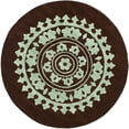 thumbnail image 3 of Safavieh  Handmade Soho Shyhrete Medallion N.Z. Wool Rug Brown/Teal 6' x 6' Round Handmade 6' Round Indoor Living Room, Bedroom, Dining Room Round, 3 of 5