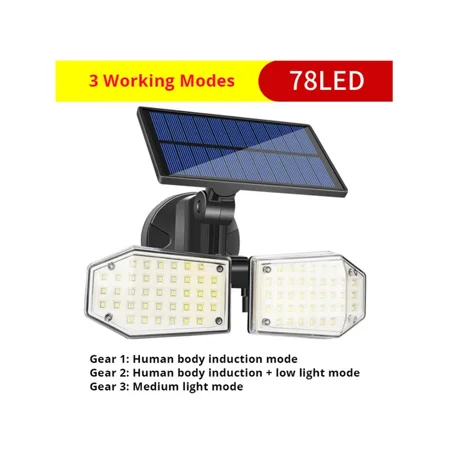 

1pc 78SMD/108COB Solar Wall Light Waterproof Double Head Outdoor Garden Security Lamp Outdoor Lighting