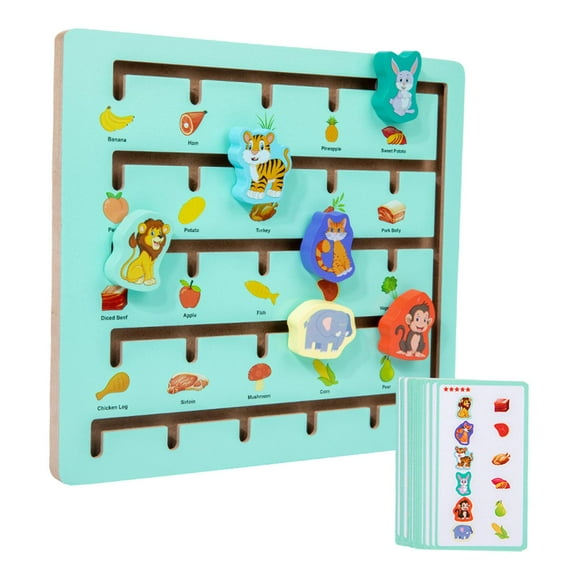 HILABEE Jeu de Casse-Tête Montessori à Glissière Casse-Tête Casse-Tête avec 30 Cartes Jouets de Voyage Jeu Logique animal