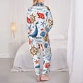 thumbnail image 6 of Wukai Watercolor Nautical Print Women's Pajama Set - Soft Long Sleeve Sleepwear for Comfort and Style-Medium, 6 of 9