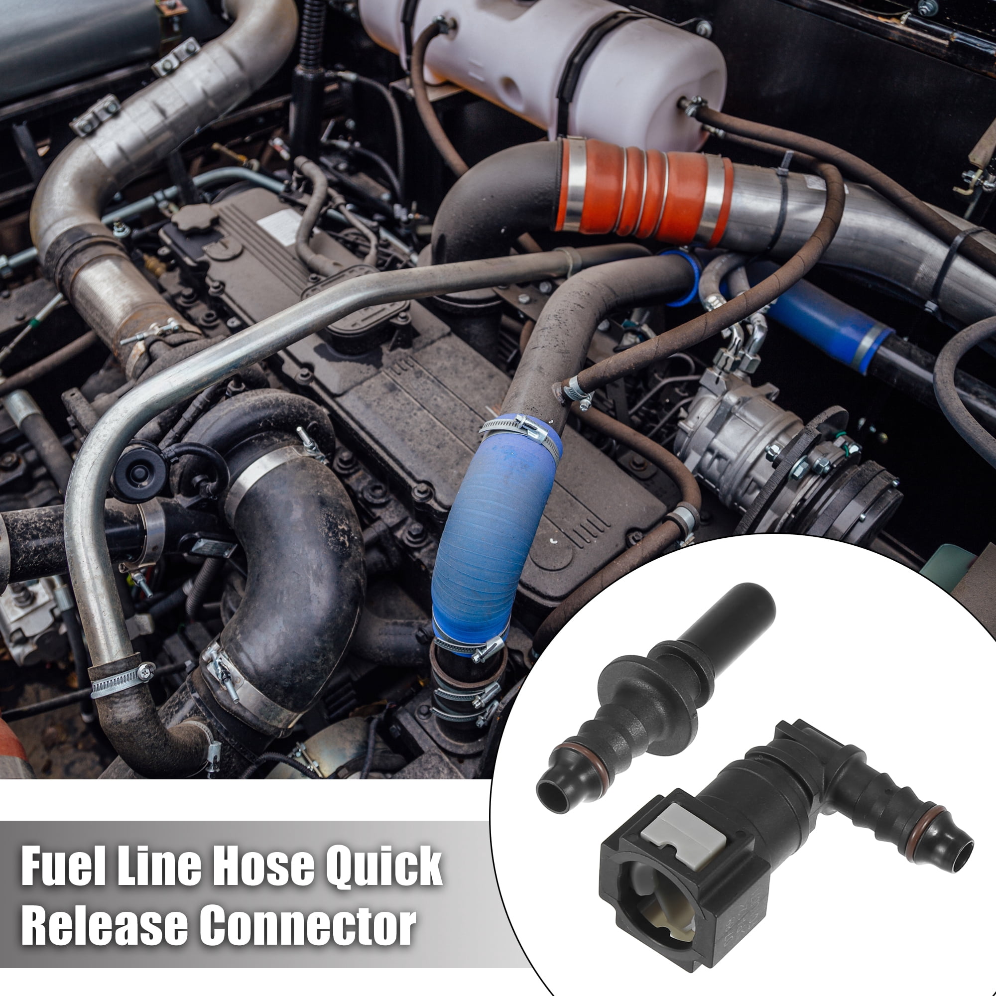 Unique Bargains 7.89mm SAE 5/16 8mm 90 Degree Fuel Line Hose Quick Release Connector