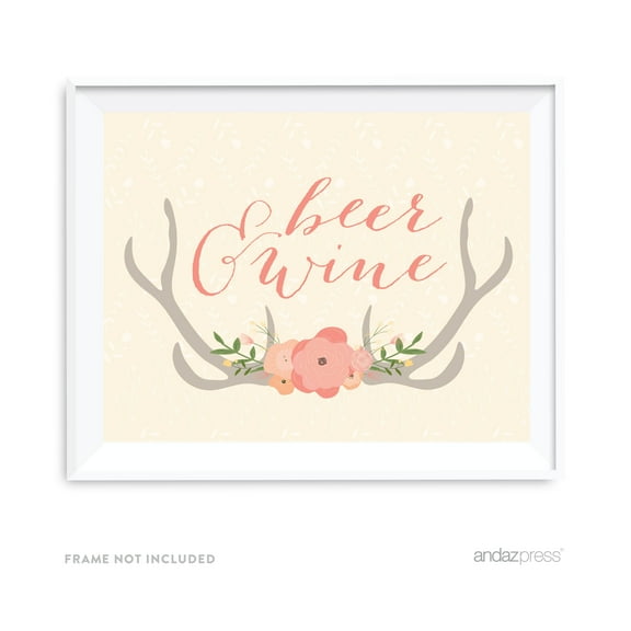 Beer & Wine Woodland Deer Wedding Party Signs