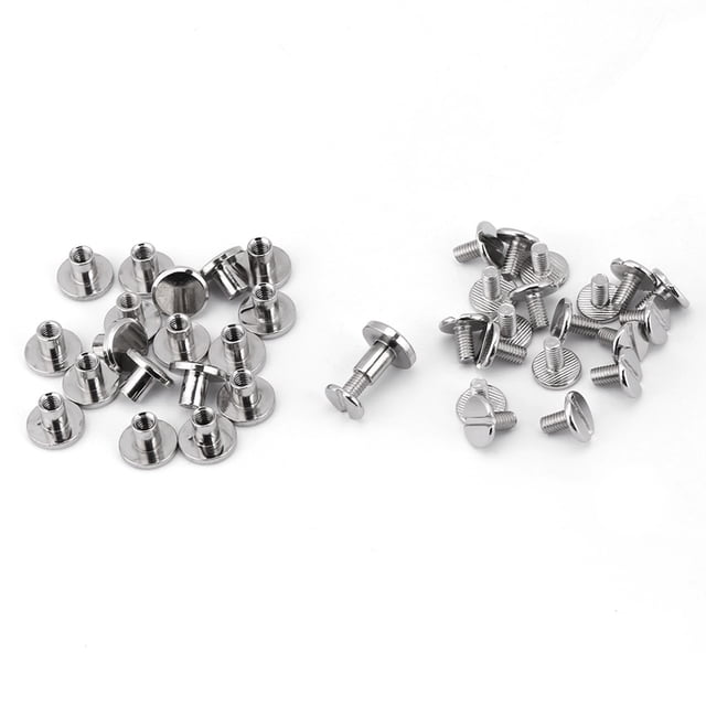 Juego de 20 remaches de cabeza plana con rosca de latón para reparación de cuero (8 mm)