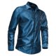 thumbnail image 3 of Camisas Tipo Para Hombre Camisa de moda casual para hombre de primavera Camisa de manga larga de disco de los años 70 para hombre (Blue, M), 3 of 4